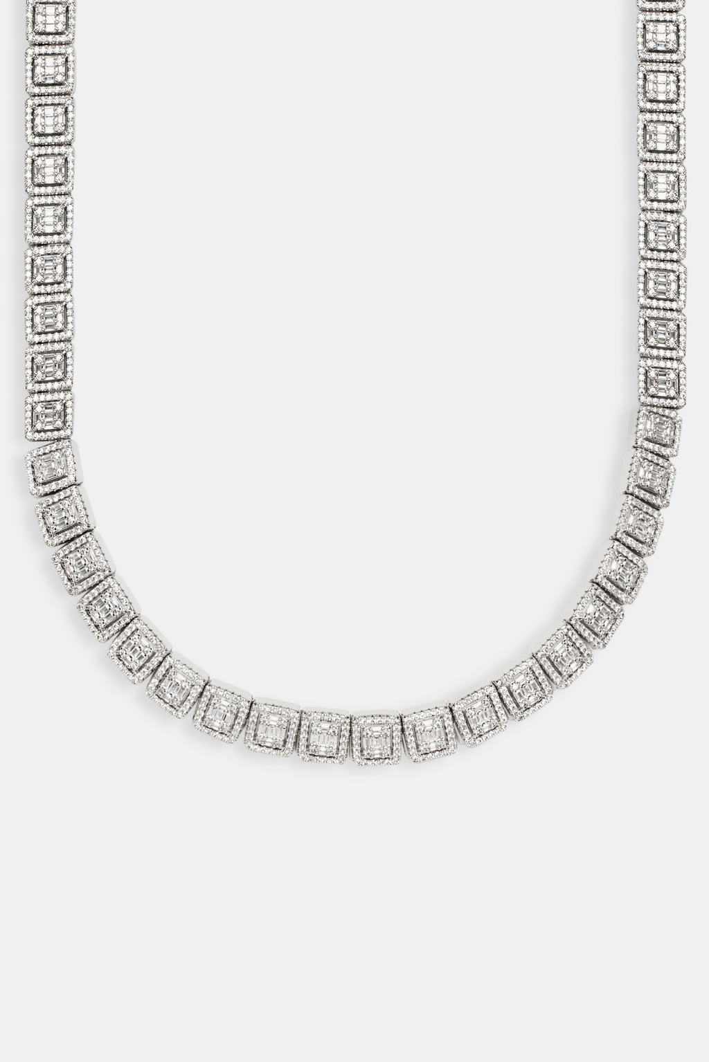 CLUSTERED TENNIS CHAIN [WHITE GOLD 10mm] – TheDripBox.
